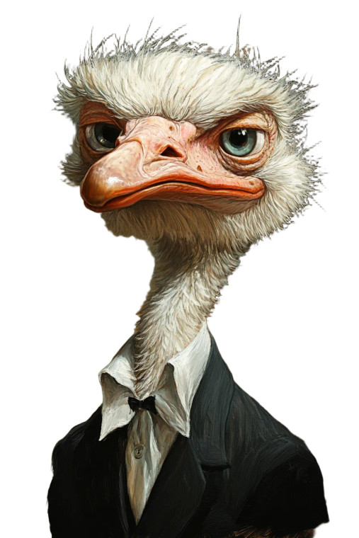 Merz Ostrich Caricature Vinyl Car Decal Sticker – Waterproof & UV-Resistant 8"