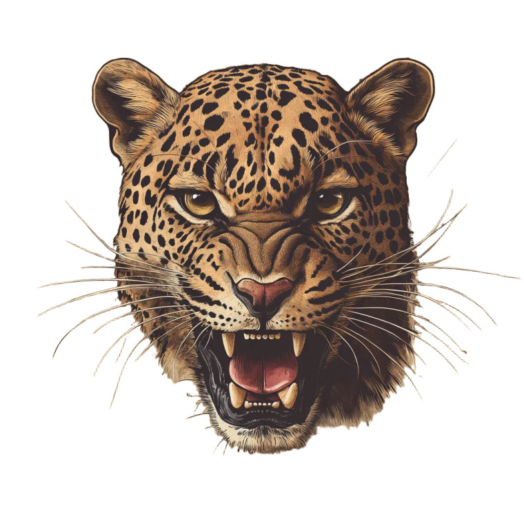 Angry Vintage Leopard Vinyl Car Decal Sticker – Waterproof & UV-Resistant 8"