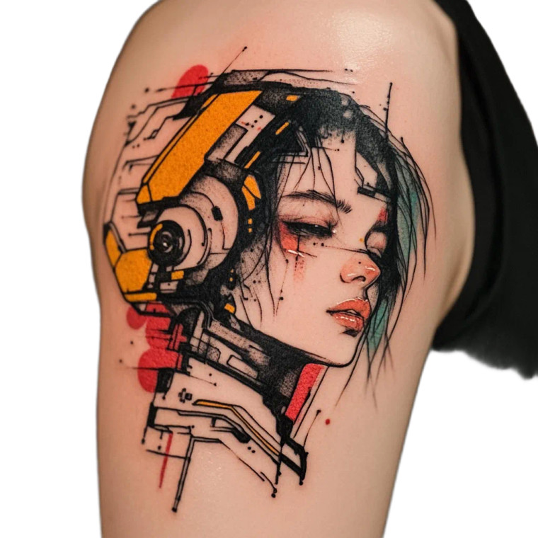 Cyberpunk Tattoo Girl Vinyl Car Decal Sticker – Waterproof & UV-Resistant 8"