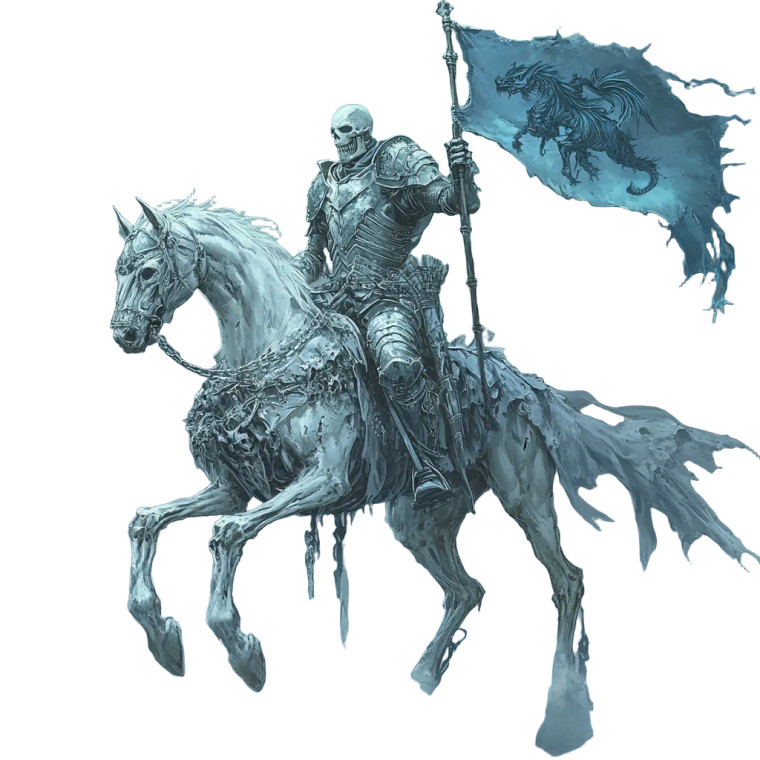 Skeletal Knight Banner Vinyl Car Decal Sticker – Waterproof & UV-Resistant 8"