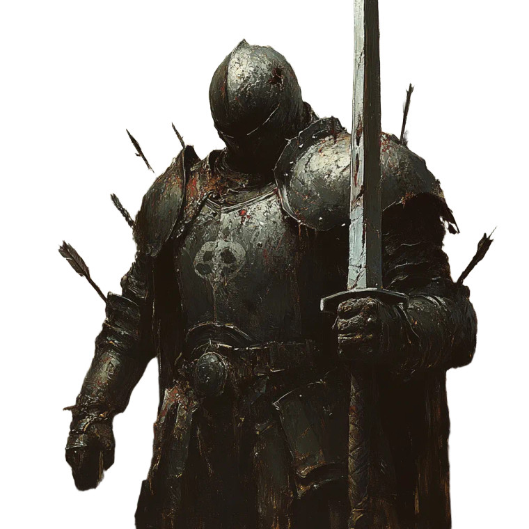 Battered Knight Paladin Vinyl Car Decal Sticker – Waterproof & UV-Resistant 8"