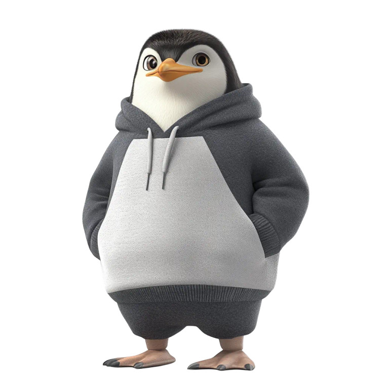 Penguin In Sweatshirt Vinyl Car Decal Sticker – Waterproof & UV-Resistant 8"