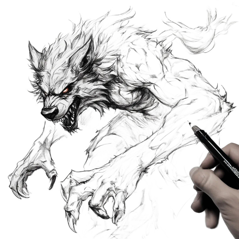 Rougarou Drawing Vinyl Car Decal Sticker – Waterproof & UV-Resistant 8"