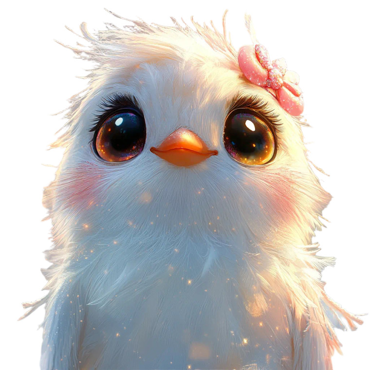 Fluffy White Bird Vinyl Car Decal Sticker – Waterproof & UV-Resistant 8"
