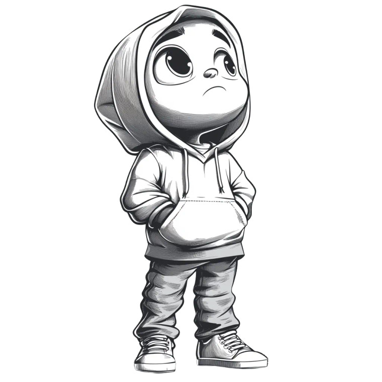 Thoughtful Cartoon Character Vinyl Car Decal Sticker – Waterproof & UV-Resistant 8"