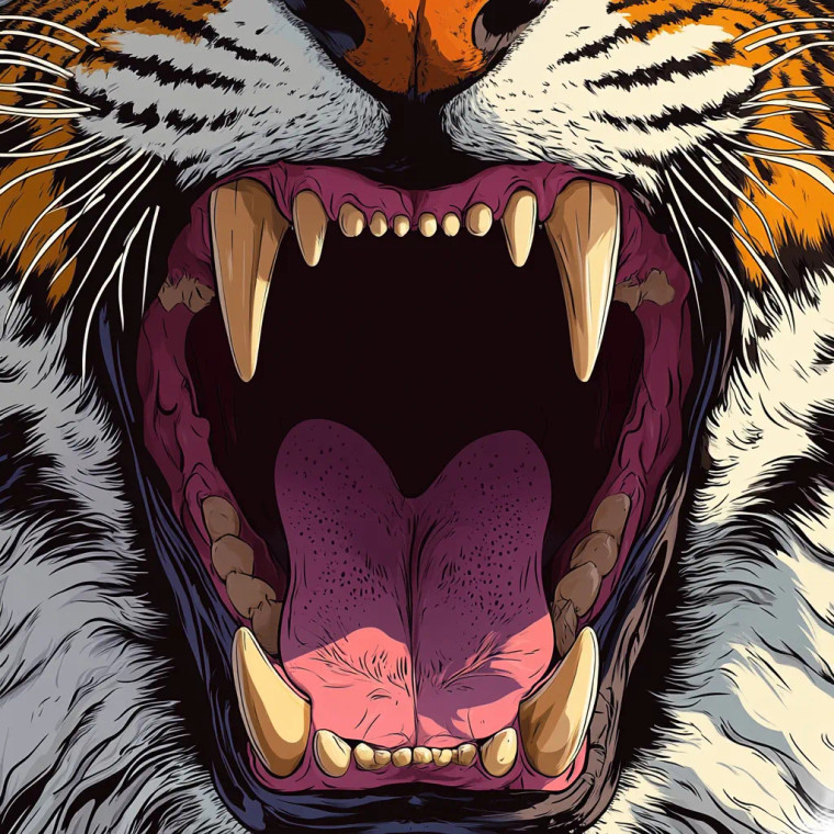 Tiger Teeth Close-Up Vinyl Car Decal Sticker – Waterproof & UV-Resistant 8"