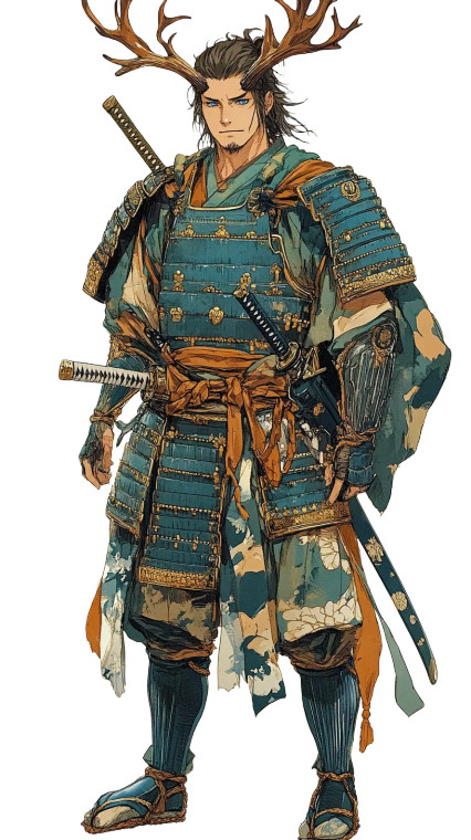 Samurai With Antlers Vinyl Car Decal Sticker – Waterproof & UV-Resistant 8"