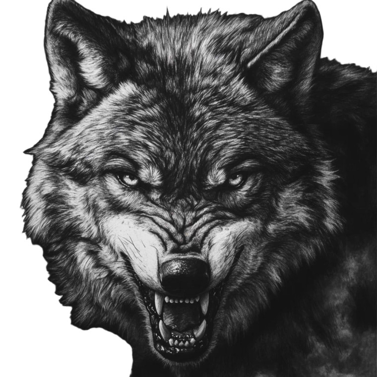 Angry Wolf Drawing V3 Vinyl Car Decal Sticker – Waterproof & UV-Resistant 8"