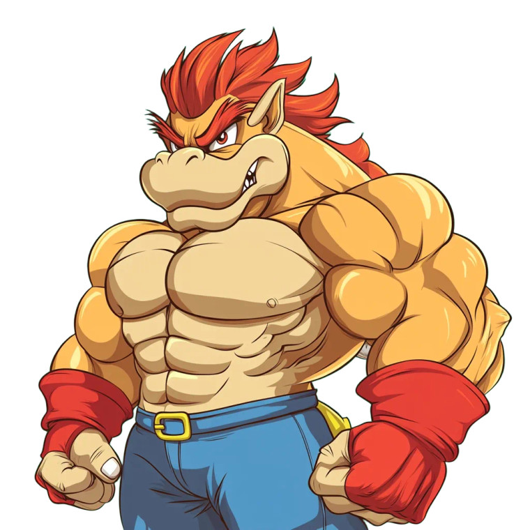 Muscular Cartoon Bowser Vinyl Car Decal Sticker – Waterproof & UV-Resistant 8"