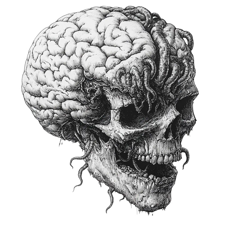 Beksinski Brain Sketch Vinyl Car Decal Sticker – Waterproof & UV-Resistant 8"