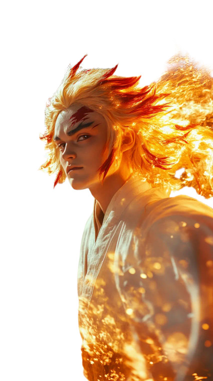 Kyojuro Rengoku Portrait Vinyl Car Decal Sticker – Waterproof & UV-Resistant 8"