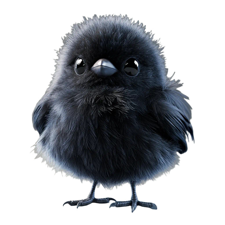 Fluffy Black Bird Vinyl Car Decal Sticker – Waterproof & UV-Resistant 8"