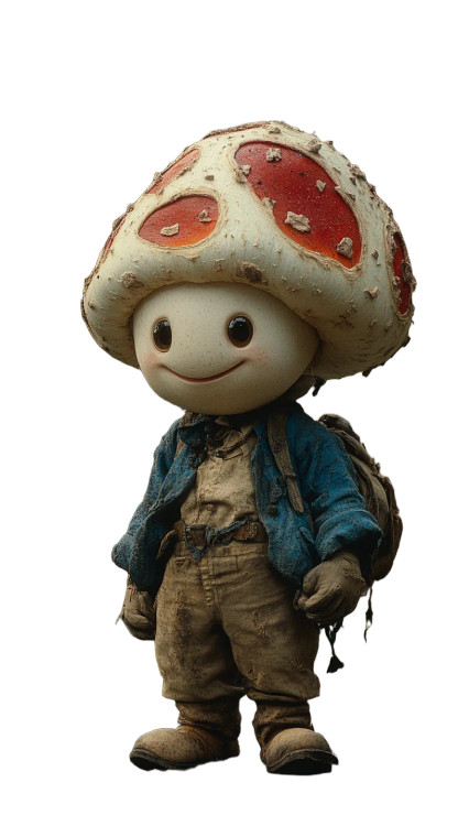 Happy Mushroom Character Vinyl Car Decal Sticker – Waterproof & UV-Resistant 8"