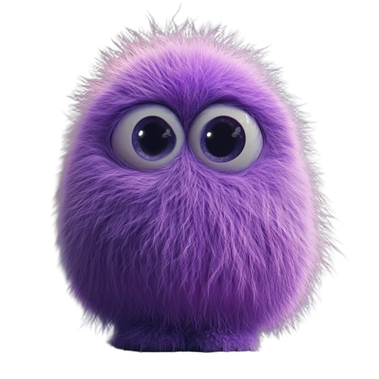 Purple Fuzzy Monster Vinyl Car Decal Sticker – Waterproof & UV-Resistant 8"