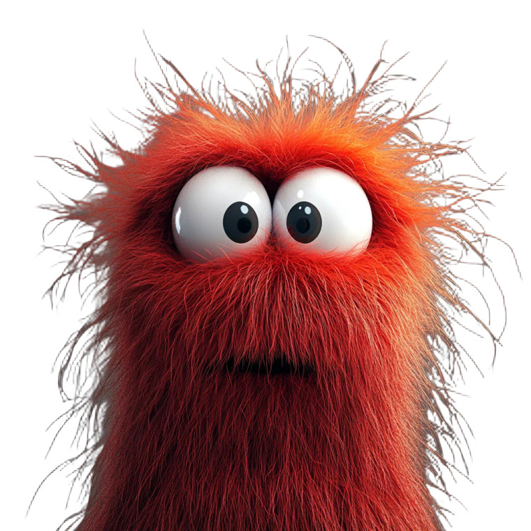 Red Fluffy Mascot Vinyl Car Decal Sticker – Waterproof & UV-Resistant 8"