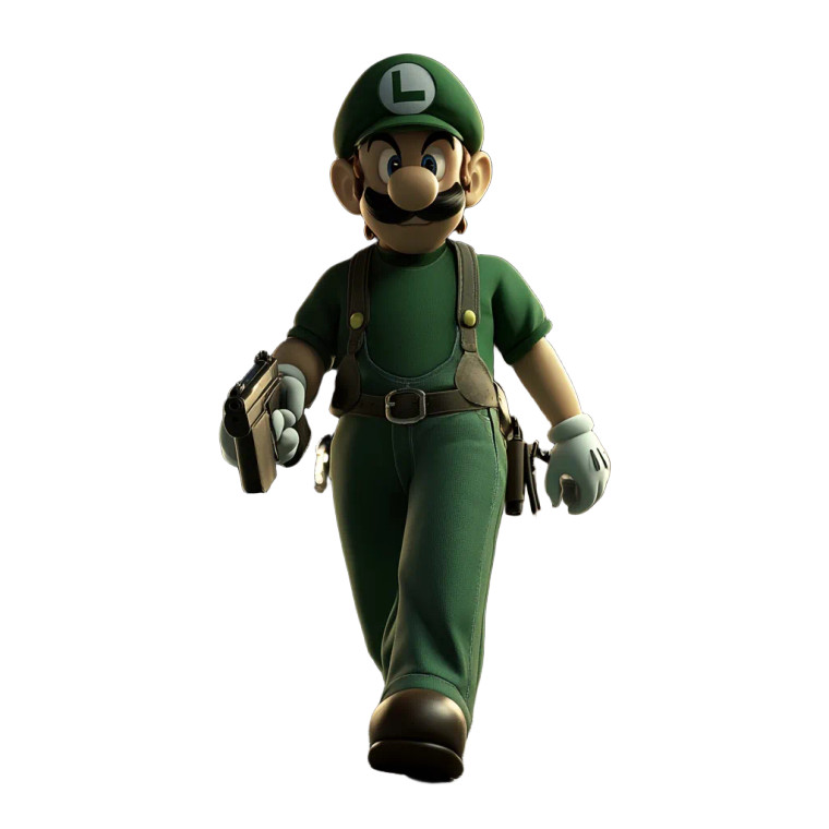 Luigi With Pistol V4 Vinyl Car Decal Sticker – Waterproof & UV-Resistant 8"