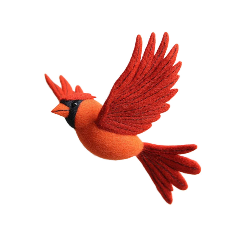 Flying Felt Cardinal Vinyl Car Decal Sticker – Waterproof & UV-Resistant 8"