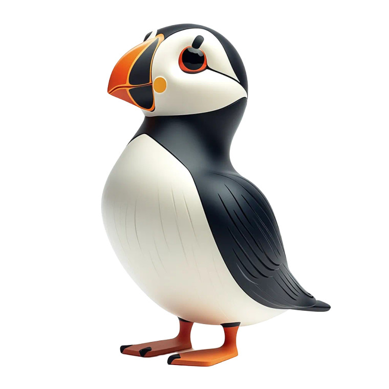 Shiny Plastic Puffin Vinyl Car Decal Sticker – Waterproof & UV-Resistant 8"