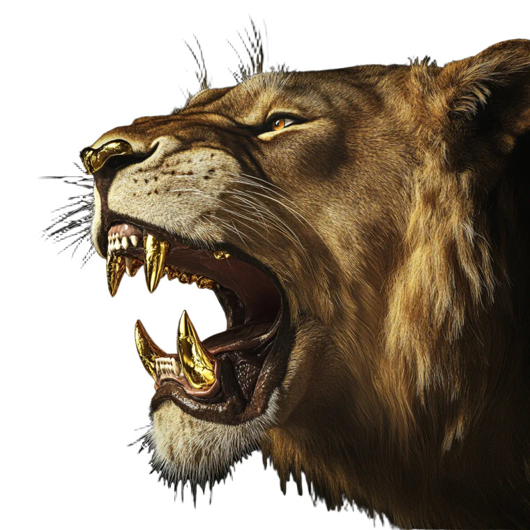 Golden-Toothed Lion Vinyl Car Decal Sticker – Waterproof & UV-Resistant 8"