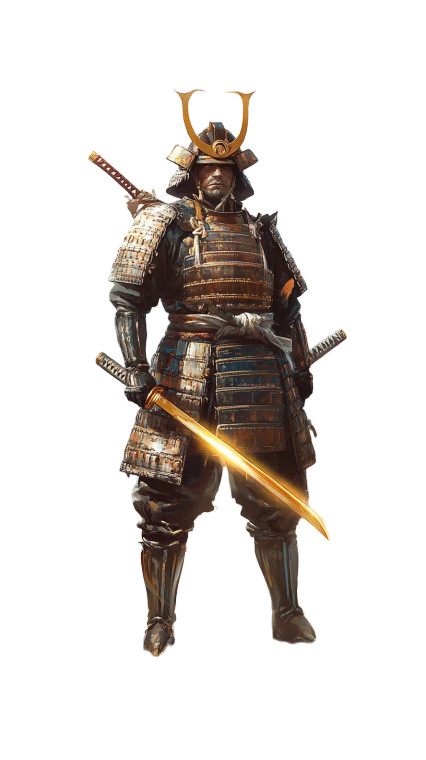 Peaceful Golden Samurai Vinyl Car Decal Sticker – Waterproof & UV-Resistant 8"