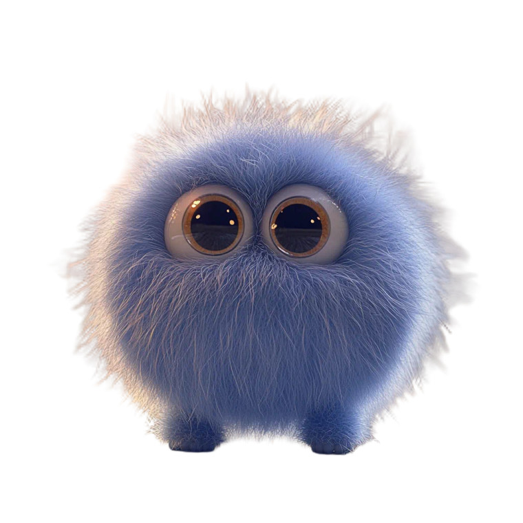 Fluffy Blue Monster Vinyl Car Decal Sticker – Waterproof & UV-Resistant 8"