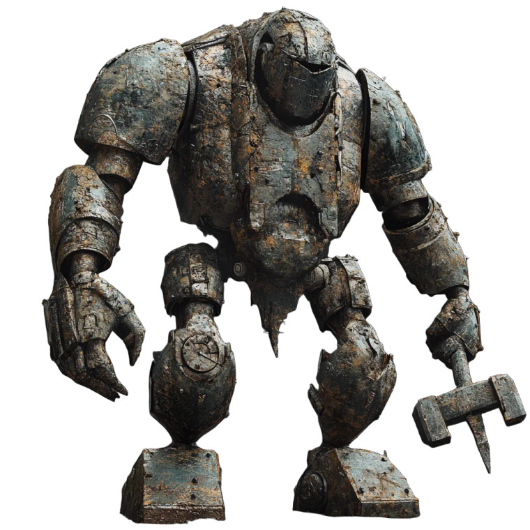 Fantasy Metal Golem Vinyl Car Decal Sticker – Waterproof & UV-Resistant 8"