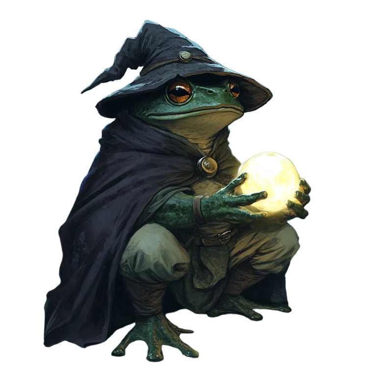 Frog Wizard Pondering Vinyl Car Decal Sticker – Waterproof & UV-Resistant 8"