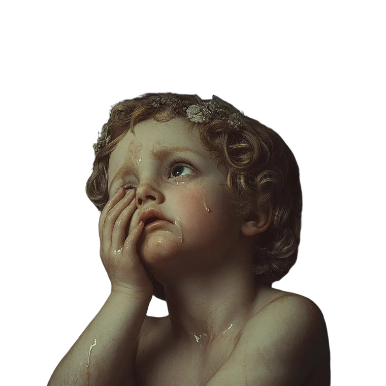 Crying Cherub Angel Vinyl Car Decal Sticker – Waterproof & UV-Resistant 8"