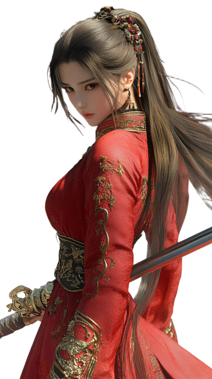 Elegant Swordswoman Vinyl Car Decal Sticker – Waterproof & UV-Resistant 8"