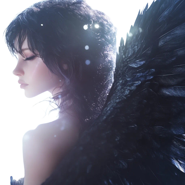 Black-Winged Angel V4 Vinyl Car Decal Sticker – Waterproof & UV-Resistant 8"