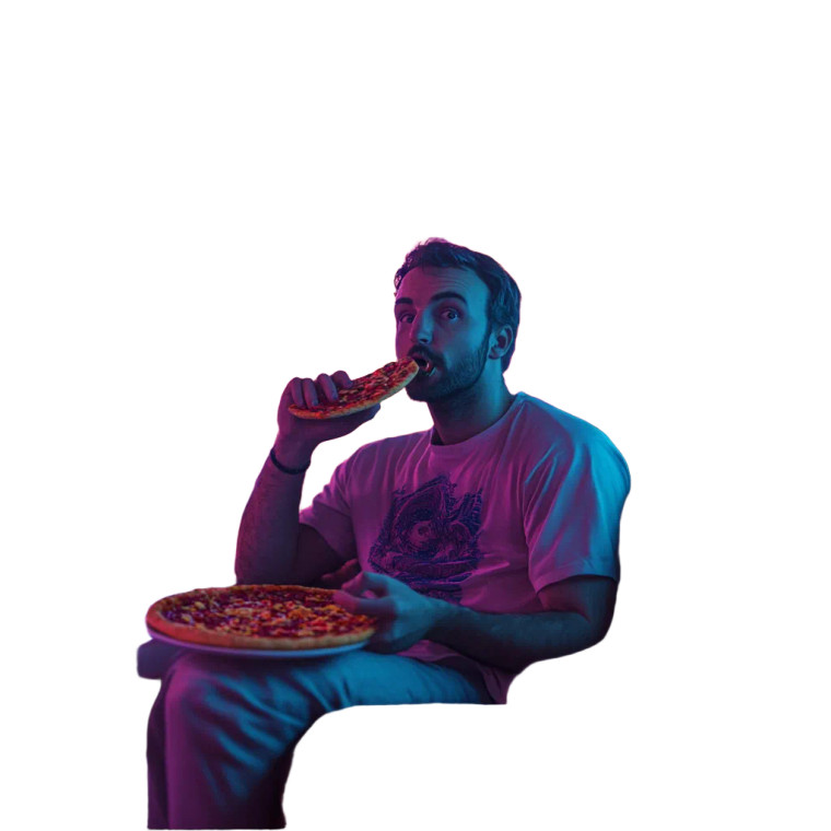 Man Eating Pizza Vinyl Car Decal Sticker – Waterproof & UV-Resistant 8"