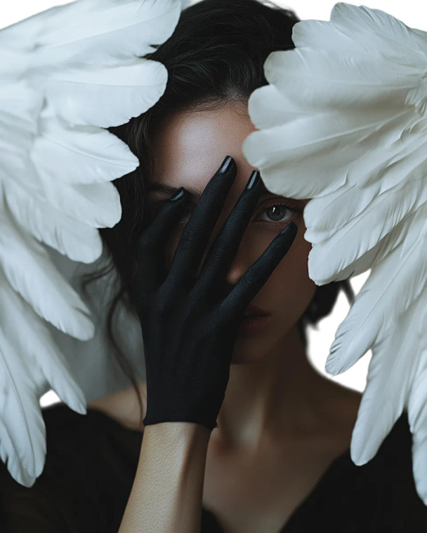 Winged Woman Veiled Vinyl Car Decal Sticker – Waterproof & UV-Resistant 8"