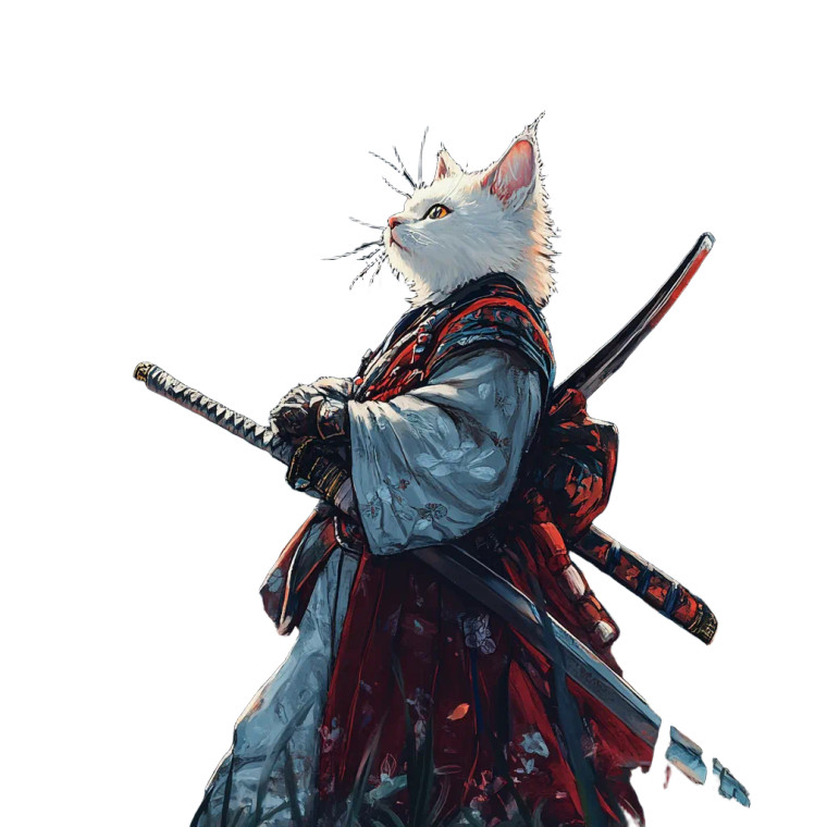 Samurai Cat V38 Vinyl Car Decal Sticker – Waterproof & UV-Resistant 8"