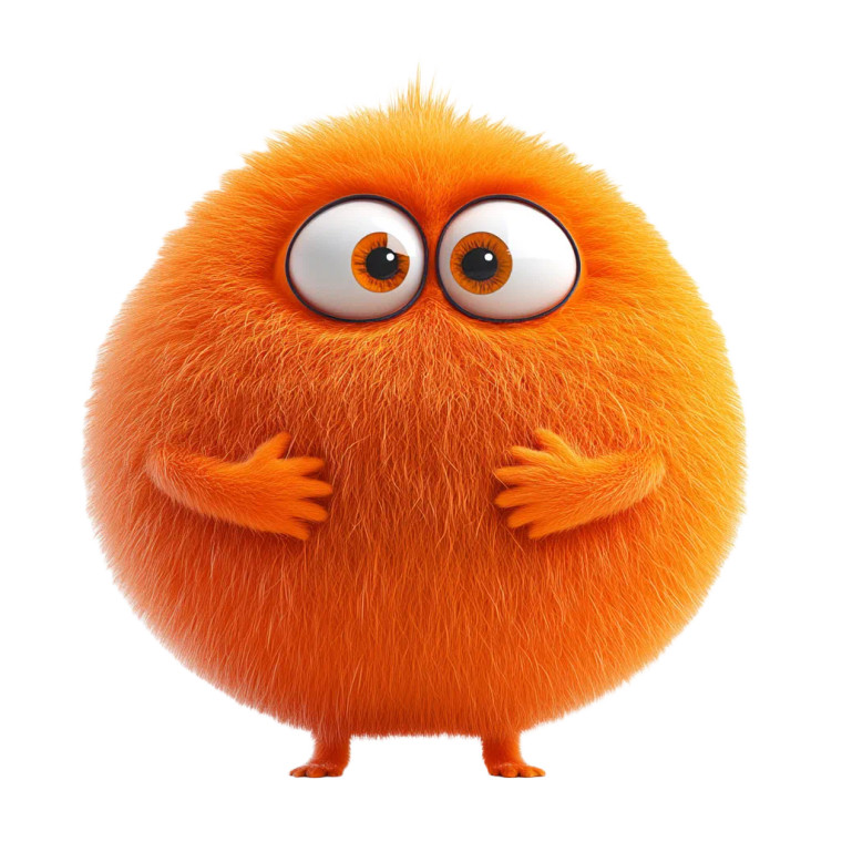 Fluffy Orange Monster V2 Vinyl Car Decal Sticker – Waterproof & UV-Resistant 8"