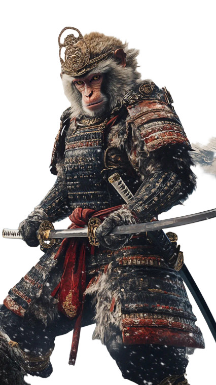 Snow Monkey Samurai Vinyl Car Decal Sticker – Waterproof & UV-Resistant 8"