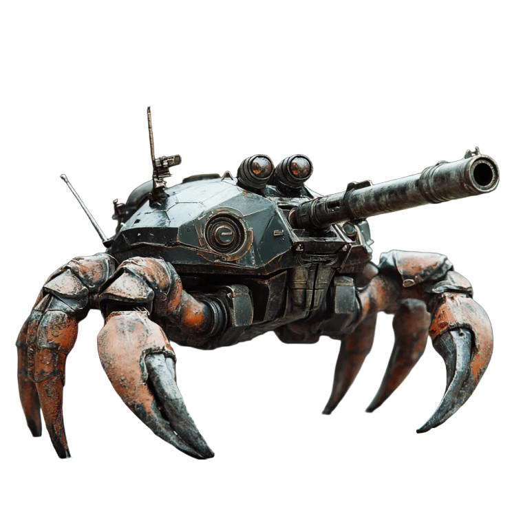 Armed Robot Crab Vinyl Car Decal Sticker – Waterproof & UV-Resistant 8"