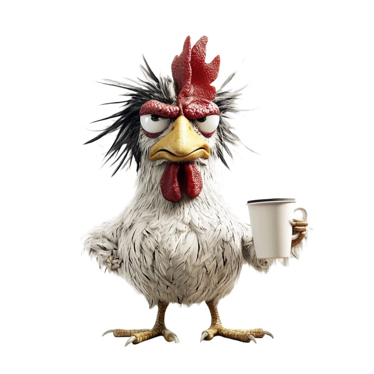 Crazy Coffee Chicken Vinyl Car Decal Sticker – Waterproof & UV-Resistant 8"