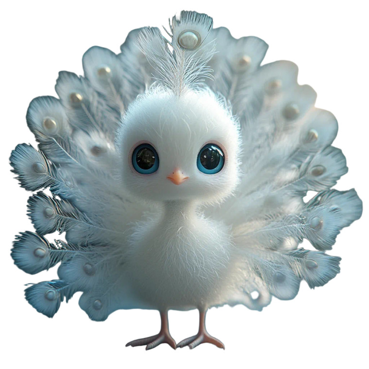 Fluffy White Peacock Vinyl Car Decal Sticker – Waterproof & UV-Resistant 8"