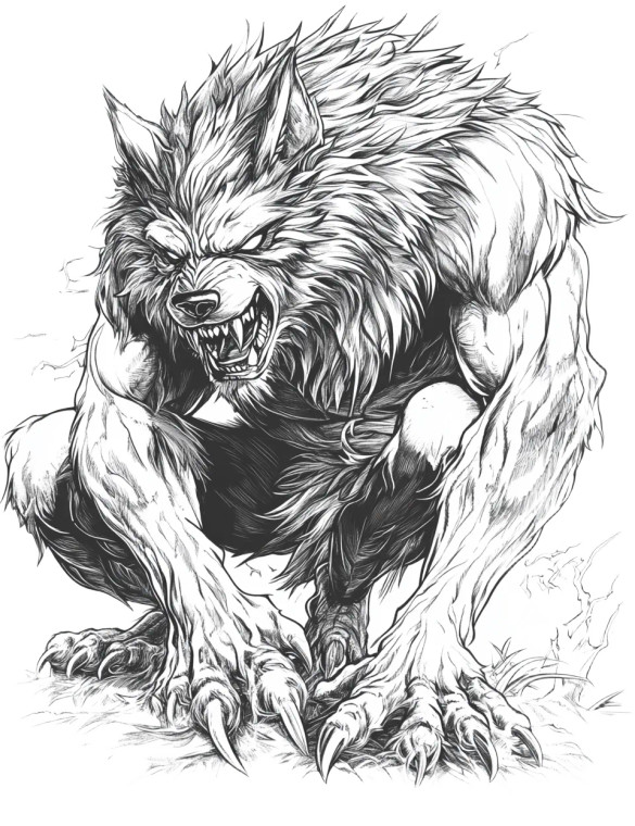 Werewolf Coloring Page Vinyl Car Decal Sticker – Waterproof & UV-Resistant 8"