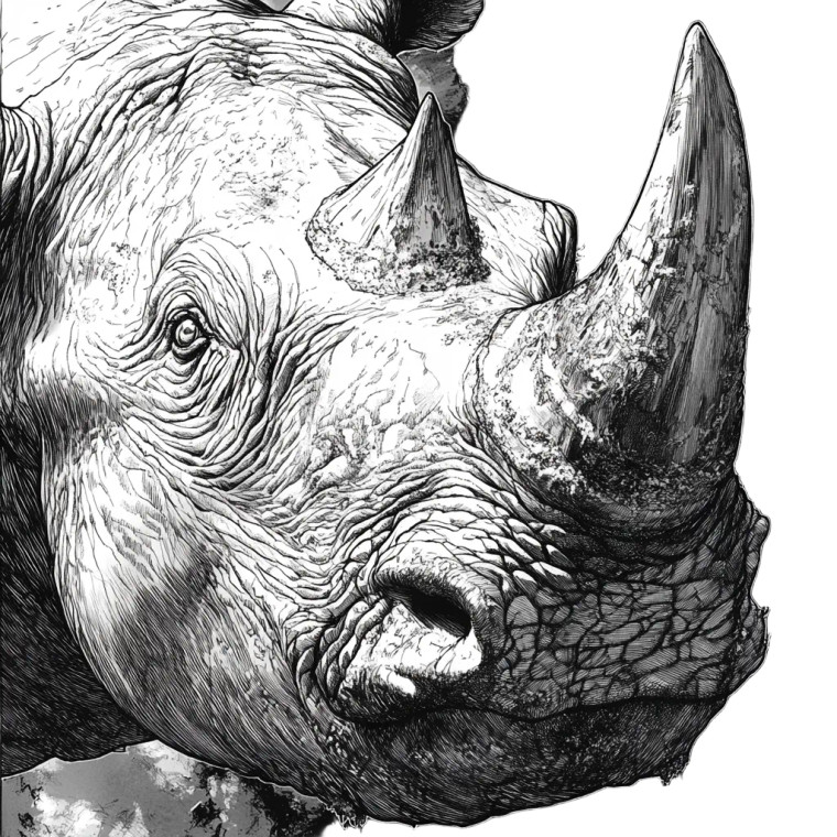 Rhinoceros Head Art Vinyl Car Decal Sticker – Waterproof & UV-Resistant 8"