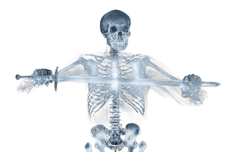 Skeleton Sword X-Ray Vinyl Car Decal Sticker – Waterproof & UV-Resistant 8"