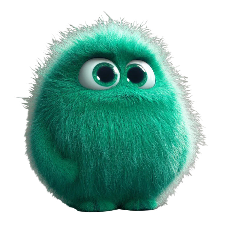 Emerald Fuzzy Monster Vinyl Car Decal Sticker – Waterproof & UV-Resistant 8"