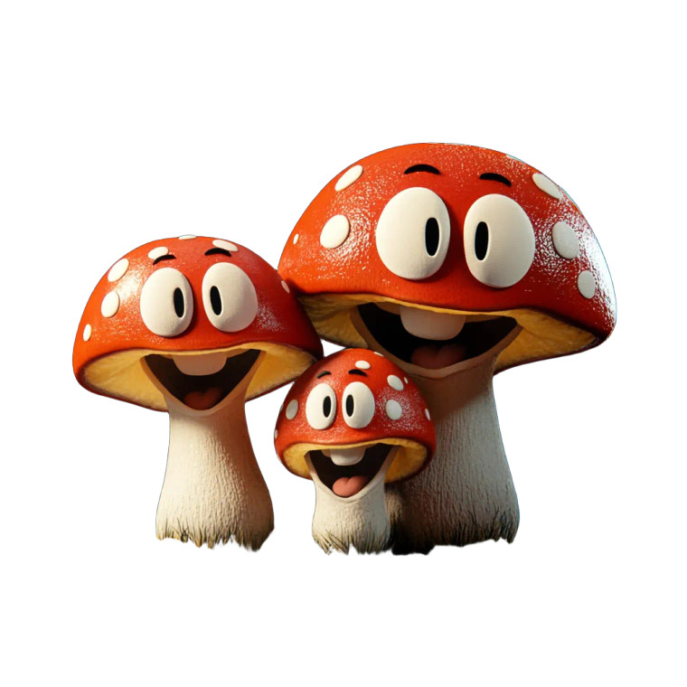 Pixar-Style Mushrooms Vinyl Car Decal Sticker – Waterproof & UV-Resistant 8"