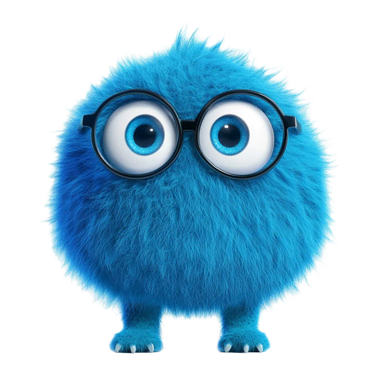 Blue Furry Monster Vinyl Car Decal Sticker – Waterproof & UV-Resistant 8"