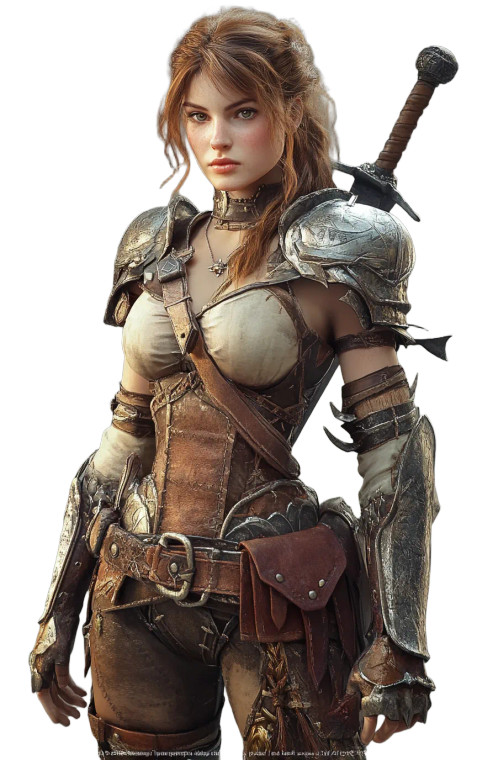 Fantasy Fighter Girl V4 Vinyl Car Decal Sticker – Waterproof & UV-Resistant 8"