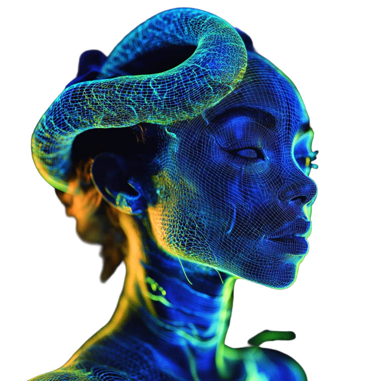 Serpentine Hologram Woman Vinyl Car Decal Sticker – Waterproof & UV-Resistant 8"