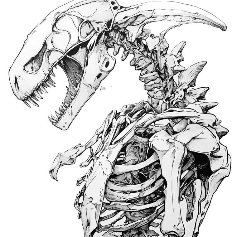 Dinosaur Skeleton Amalgam Vinyl Car Decal Sticker – Waterproof & UV-Resistant 8"