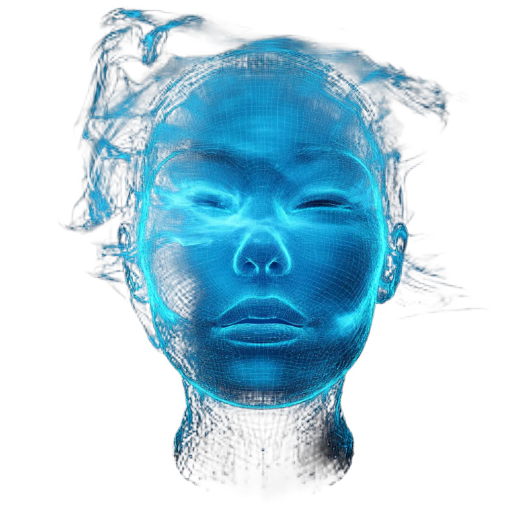 Blue Hologram Face Vinyl Car Decal Sticker – Waterproof & UV-Resistant 8"