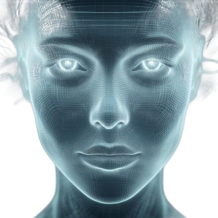 Holographic Wireframe Face Vinyl Car Decal Sticker – Waterproof & UV-Resistant 8"