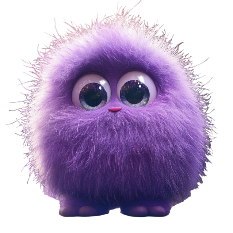 Fluffy Purple Creature Vinyl Car Decal Sticker – Waterproof & UV-Resistant 8"
